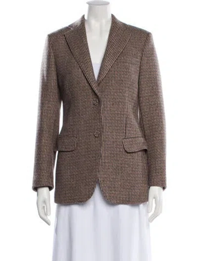 Pre-owned Officine Generale Virgin Wool Plaid Print Blazer In Brown