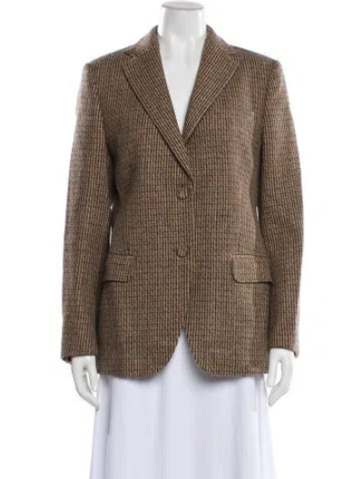 Pre-owned Officine Generale Virgin Wool Plaid Print Blazer In Brown