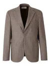 Officine Generale Virgin-wool Single-breasted Blazer In Brown