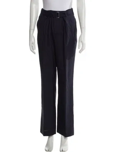 Pre-owned Officine Generale Virgin Wool Straight Leg Pants In Blue