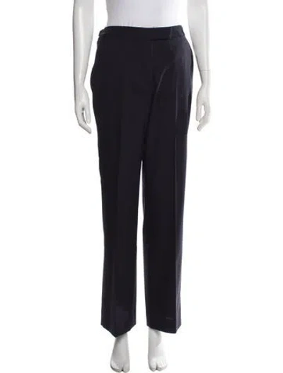 Pre-owned Officine Generale Virgin Wool Straight Leg Pants In Blue