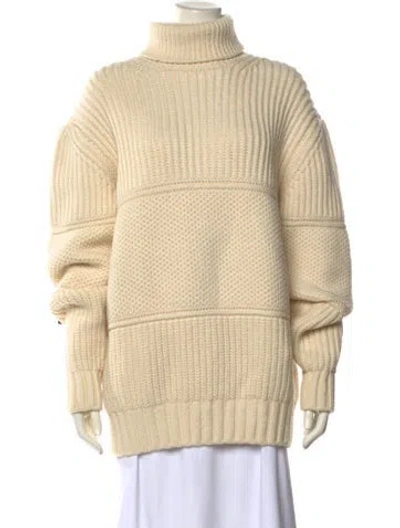 Pre-owned Officine Generale Virgin Wool Striped Sweater In White