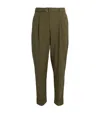Officine Generale Hugo Belted Wool And Cashmere-blend Flannel Pants In Green