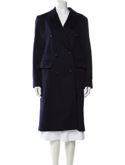 Pre-owned Officine Generale Virgin Wool Trench Coat In Blue