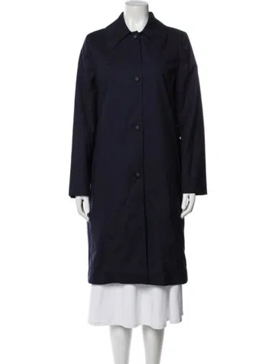 Pre-owned Officine Generale Virgin Wool Trench Coat In Blue