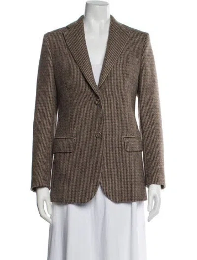 Pre-owned Officine Generale Virgin Wool Tweed Pattern Blazer In Brown