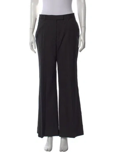 Pre-owned Officine Generale Virgin Wool Wide Leg Pants In Black