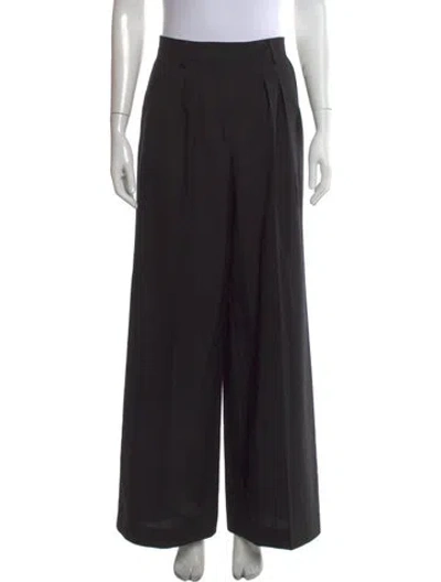 Pre-owned Officine Generale Virgin Wool Wide Leg Pants In Black