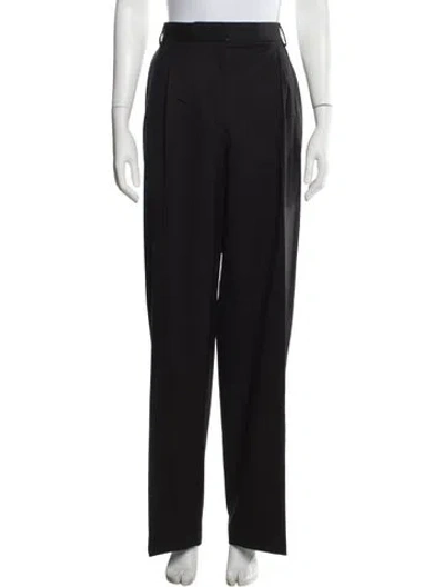 Pre-owned Officine Generale Virgin Wool Wide Leg Pants In Black