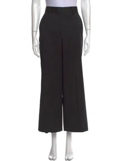 Pre-owned Officine Generale Virgin Wool Wide Leg Pants In Black