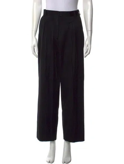 Pre-owned Officine Generale Virgin Wool Wide Leg Pants In Black