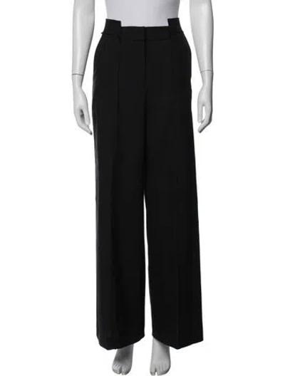 Pre-owned Officine Generale Virgin Wool Wide Leg Pants In Black