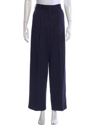 Pre-owned Officine Generale Virgin Wool Wide Leg Pants In Blue