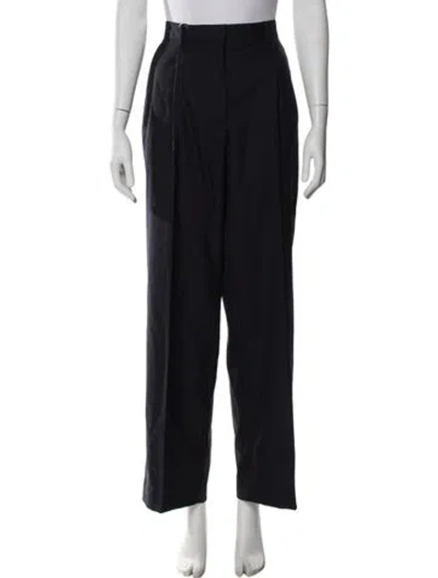 Pre-owned Officine Generale Virgin Wool Wide Leg Pants In Blue