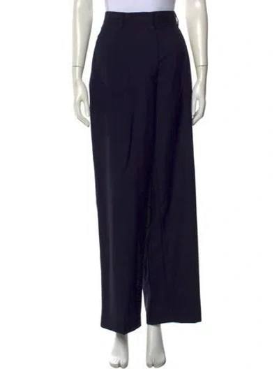 Pre-owned Officine Generale Virgin Wool Wide Leg Pants In Blue