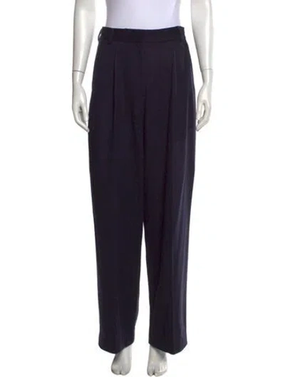 Pre-owned Officine Generale Virgin Wool Wide Leg Pants In Blue