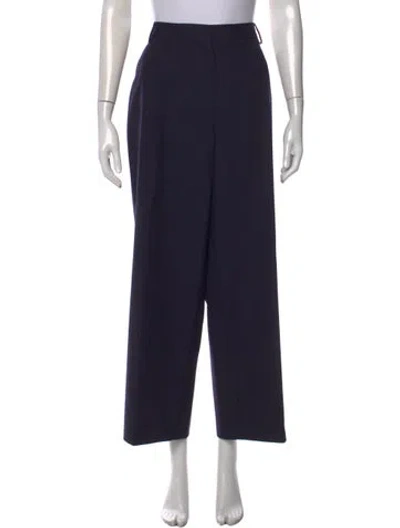 Pre-owned Officine Generale Virgin Wool Wide Leg Pants In Blue