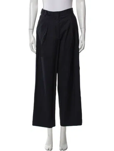 Pre-owned Officine Generale Virgin Wool Wide Leg Pants In Blue