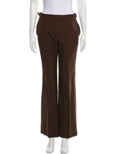 Pre-owned Officine Generale Virgin Wool Wide Leg Pants In Brown