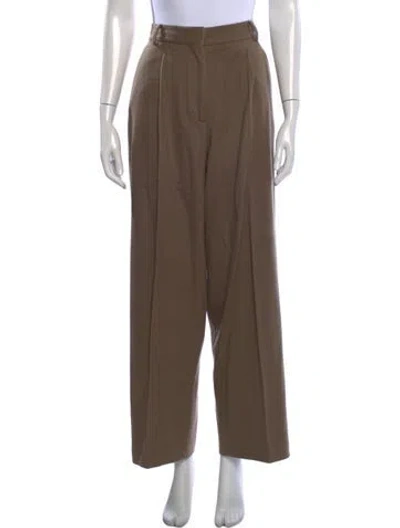 Pre-owned Officine Generale Virgin Wool Wide Leg Pants In Brown