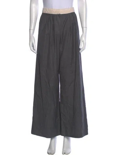 Pre-owned Officine Generale Virgin Wool Wide Leg Pants In Gray