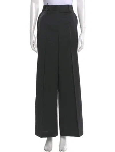 Pre-owned Officine Generale Virgin Wool Wide Leg Pants In Green