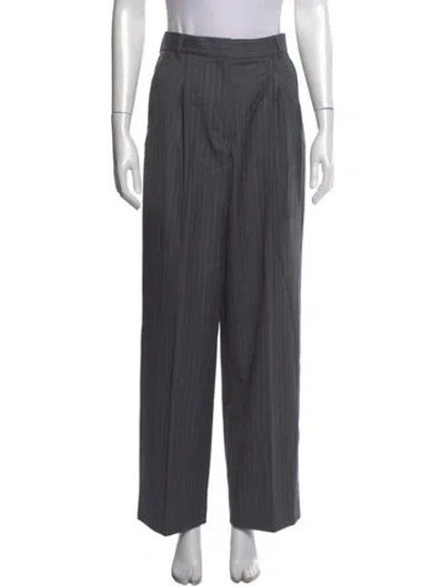 Pre-owned Officine Generale Virgin Wool Wide Leg Pants In Grey