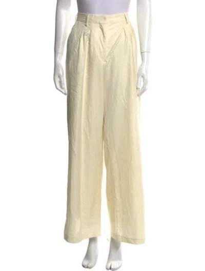Pre-owned Officine Generale Virgin Wool Wide Leg Pants In Neutral