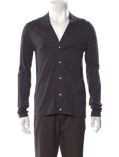 Pre-owned Officine Generale V-neck Long Sleeve T-shirt In Gray