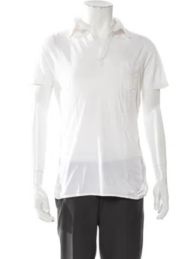 Pre-owned Officine Generale V-neck Short Sleeve Polo Shirt In White
