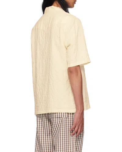 Officine Generale Waffle-effect Short-sleeve Shirt In White