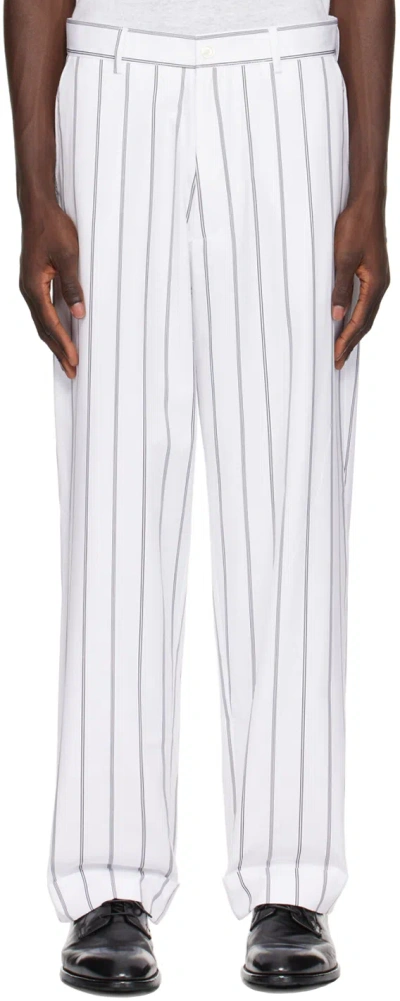 Officine Generale White Grant Trousers In White/black