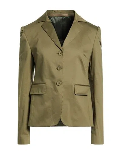 Officine Generale Officine Générale Woman Blazer Military Green Size 8 Cotton, Elastane In Brown