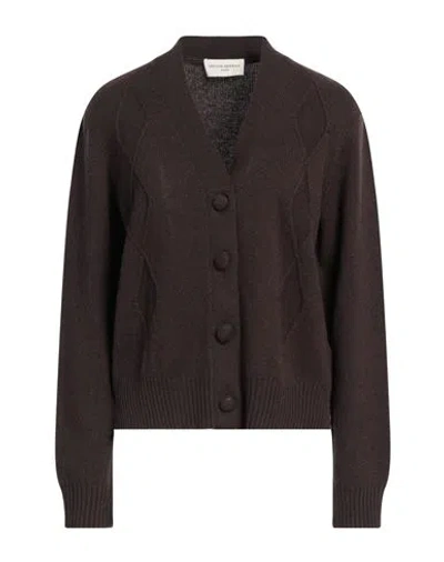 Officine Generale Officine Générale Woman Cardigan Dark Brown Size L Virgin Wool