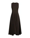 Officine Generale Officine Générale Woman Maxi Dress Dark Brown Size M Virgin Wool In Brown