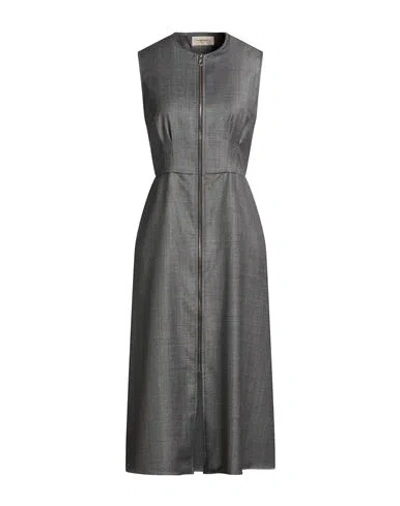 Officine Generale Officine Générale Woman Midi Dress Grey Size Xl Virgin Wool In Gold