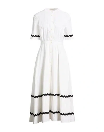 Officine Generale Officine Générale Woman Midi Dress White Size L Cotton