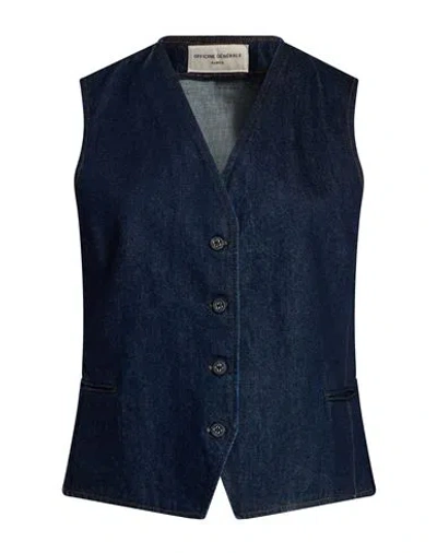 Officine Generale Officine Générale Woman Tailored Vest Blue Size 2 Organic Cotton, Cotton