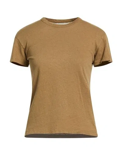Officine Generale Officine Générale Woman T-shirt Khaki Size L Cotton, Linen In Brown
