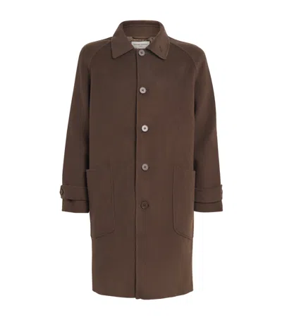 Officine Generale Wool Bryce Overcoat In Brown