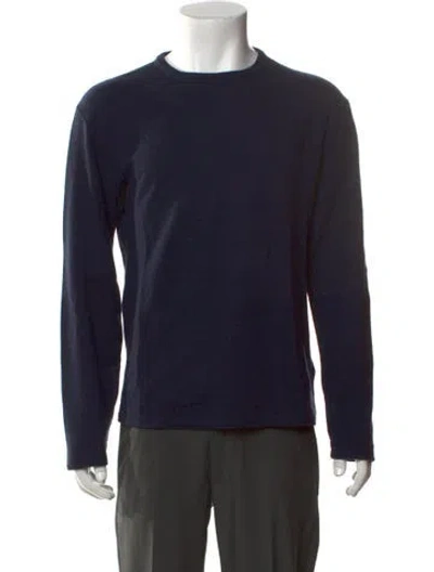 Pre-owned Officine Generale Wool Crew Neck T-shirt In Blue