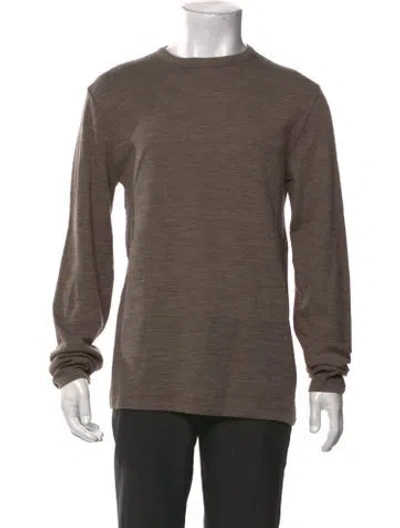 Pre-owned Officine Generale Wool Crew Neck T-shirt In Brown