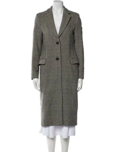 Pre-owned Officine Generale Wool Houndstooth Print Coat In Black