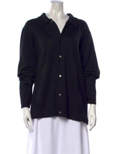 Pre-owned Officine Generale Wool Long Sleeve Button-up Top In Blue