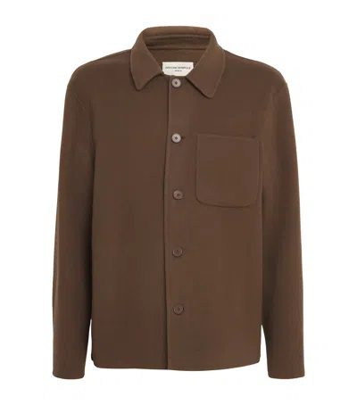 Officine Generale Wool Overshirt In Brown