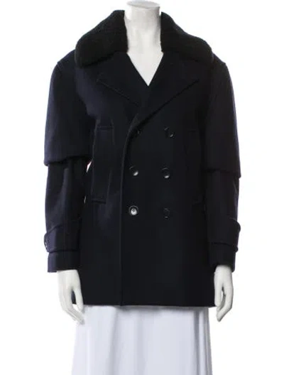 Pre-owned Officine Generale Wool Peacoat In Blue