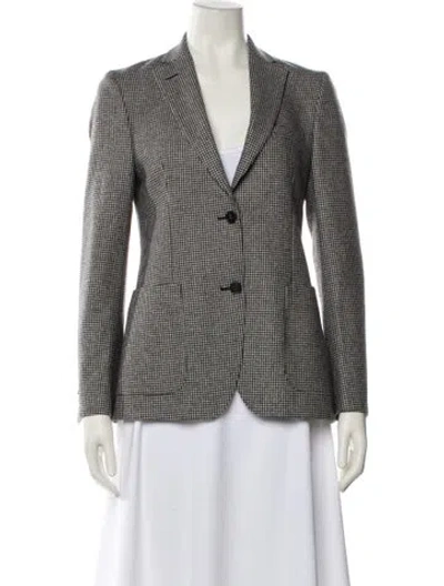 Pre-owned Officine Generale Wool Plaid Print Blazer In Black