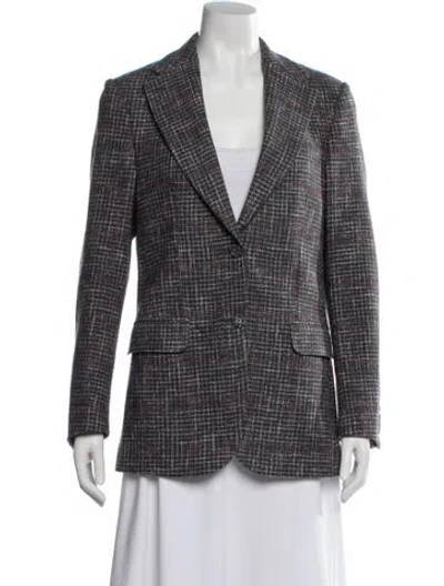 Pre-owned Officine Generale Wool Plaid Print Blazer In Gray