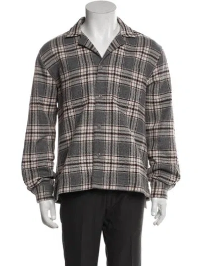 Pre-owned Officine Generale Wool Plaid Print Jacket In Black