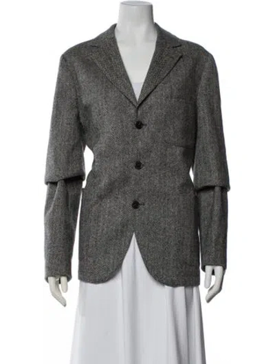 Pre-owned Officine Generale Wool Printed Blazer In Gray